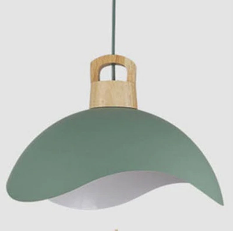 Valentina Colorful Shade Single Pendant Lights, Wood & Metal - Lamp Copper