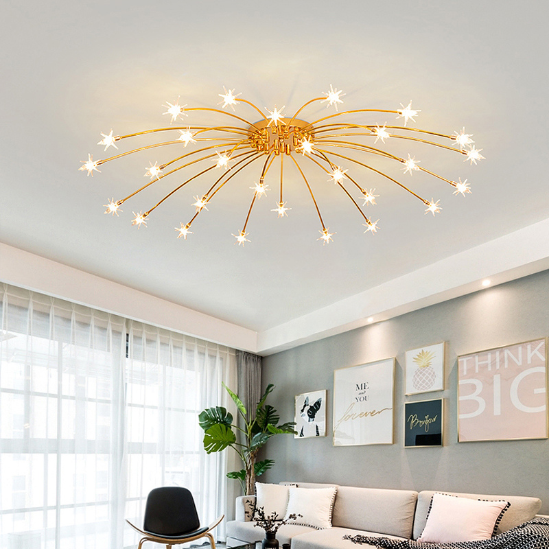 Arisha Art Deco Starry Flush Mount Ceiling Light - Lamp Copper