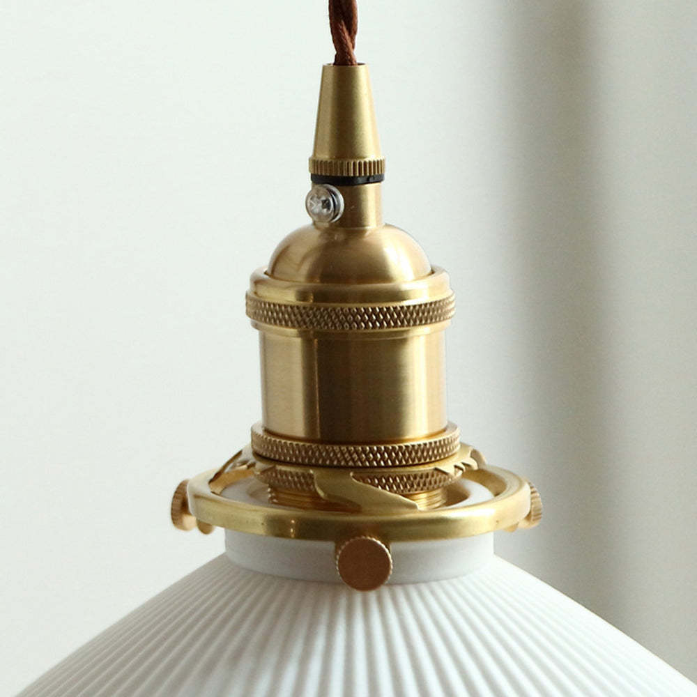 Muto Vintage Dome Ceramic/Wood Wall Lamp, Walnut/Wood/Clear - Lamp Copper