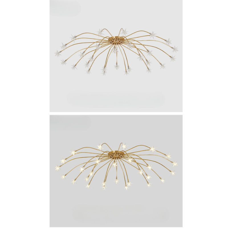 Arisha Art Deco Starry Flush Mount Ceiling Light - Lamp Copper