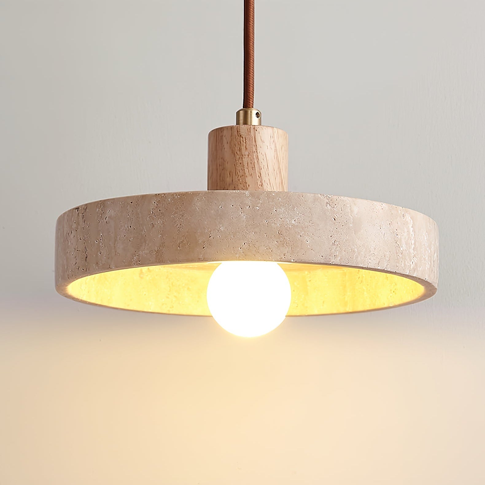 Evvynor Travertine Pendant Light - Lamp Copper