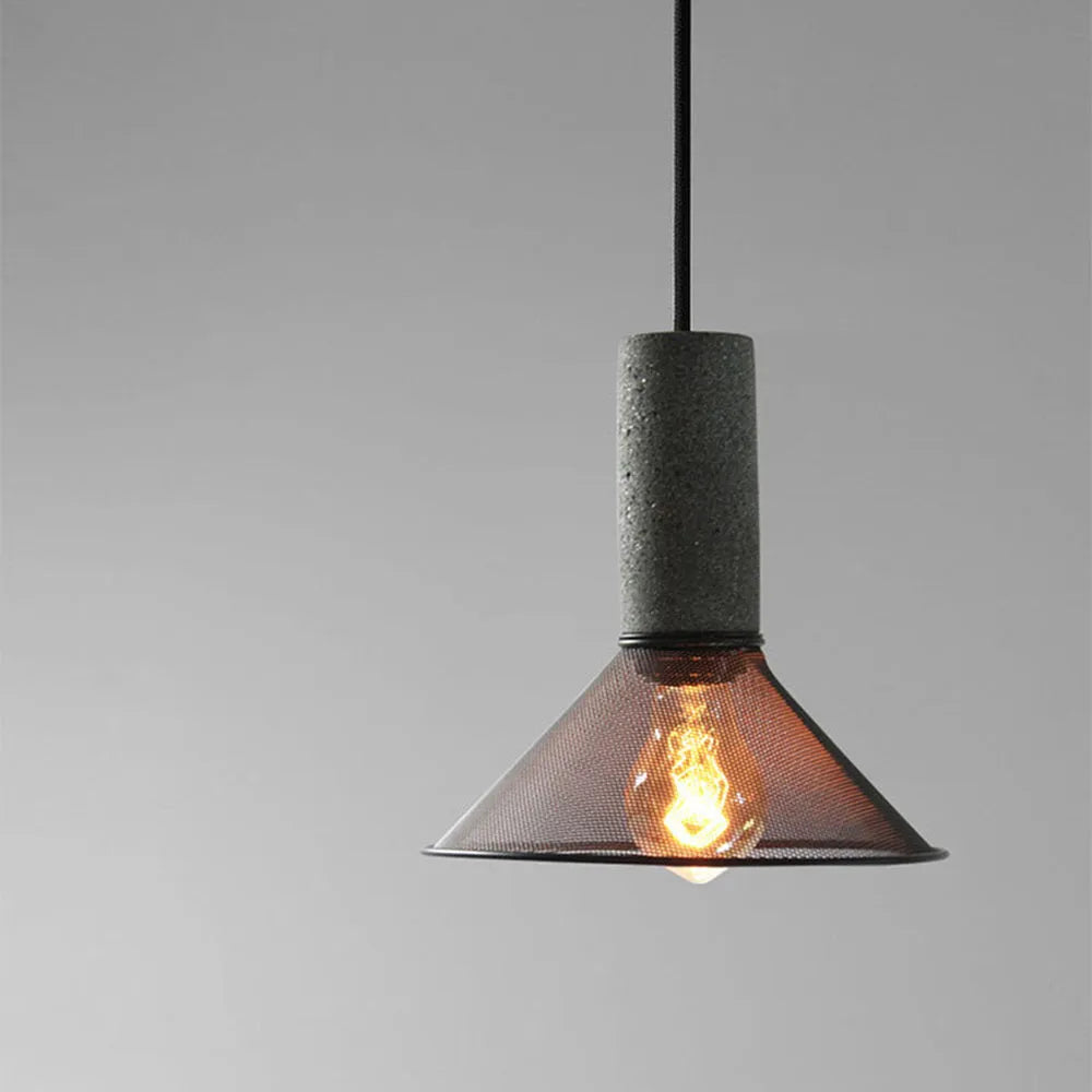 Xenith Industrial Cylindrical Pendant Light, Cement/Metal - Lamp Copper