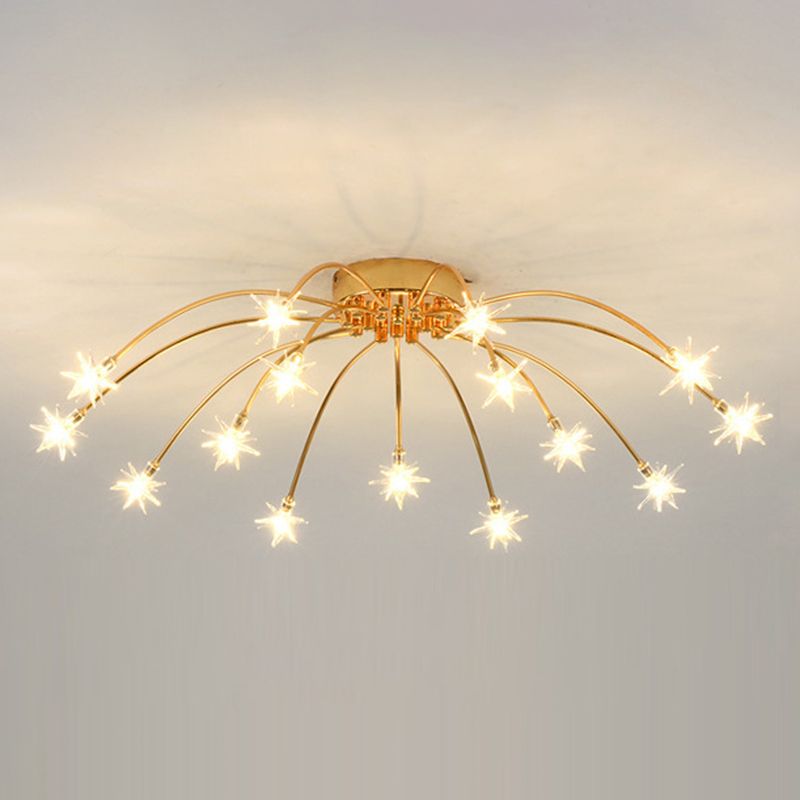 Arisha Art Deco Starry Flush Mount Ceiling Light - Lamp Copper