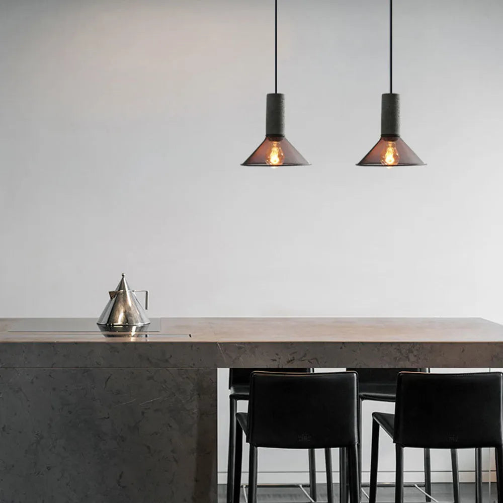 Xenith Industrial Cylindrical Pendant Light, Cement/Metal - Lamp Copper