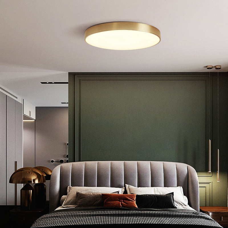 Arisha Nordic LED Gold Round Ceiling Light, Metal & Acrylic - Lamp Copper