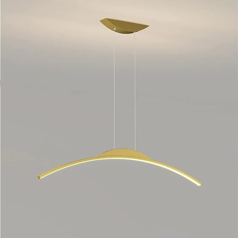 Floa Minimalist Linear Metal Remote Control Pendant Light - Lamp Copper