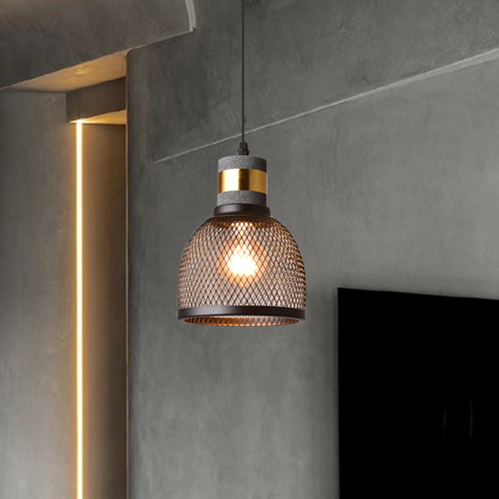 Xenith Industrial Cylindrical Pendant Light, Cement/Metal - Lamp Copper