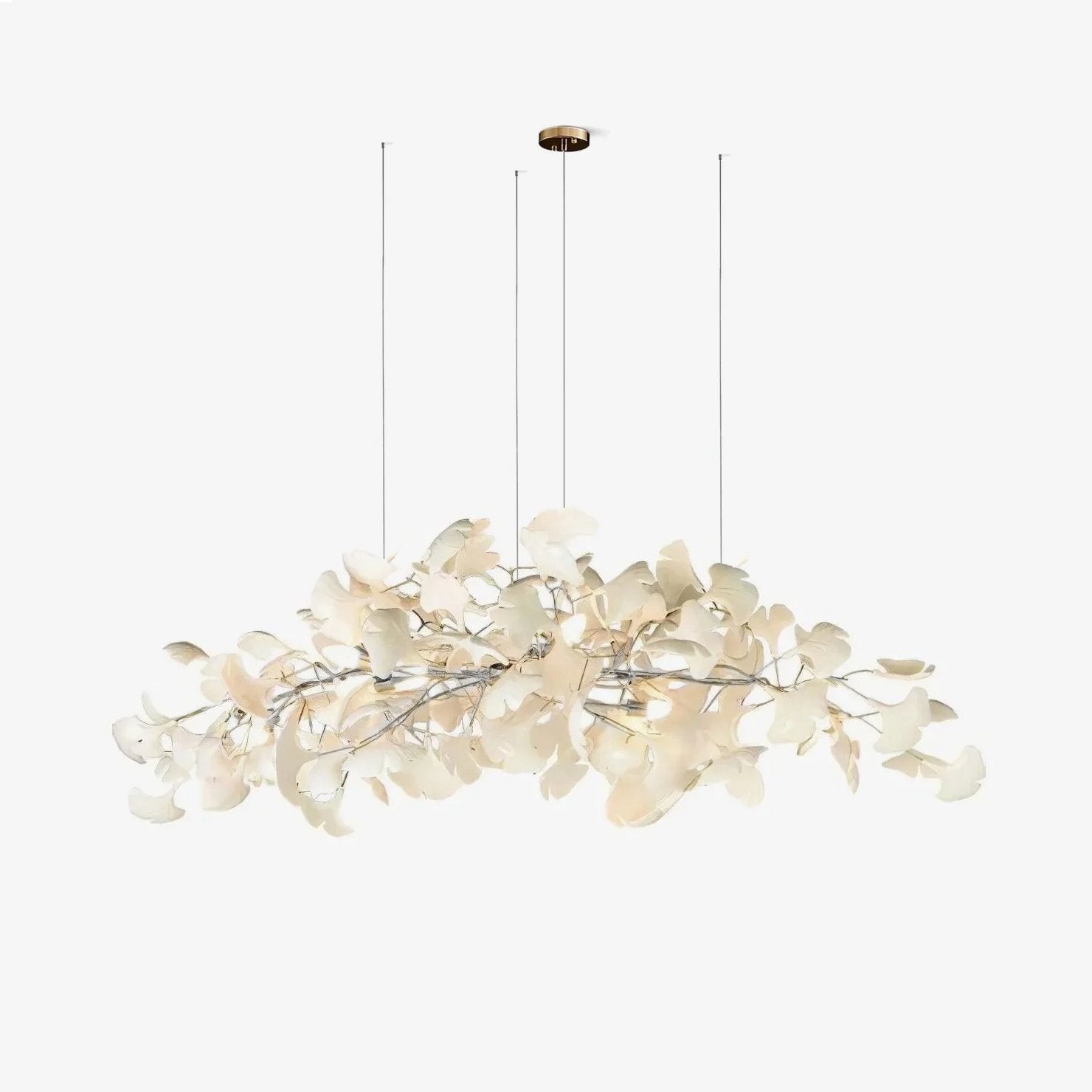 Arux Gingko Chandelier Art Deco Bent Downwards - Lamp Copper