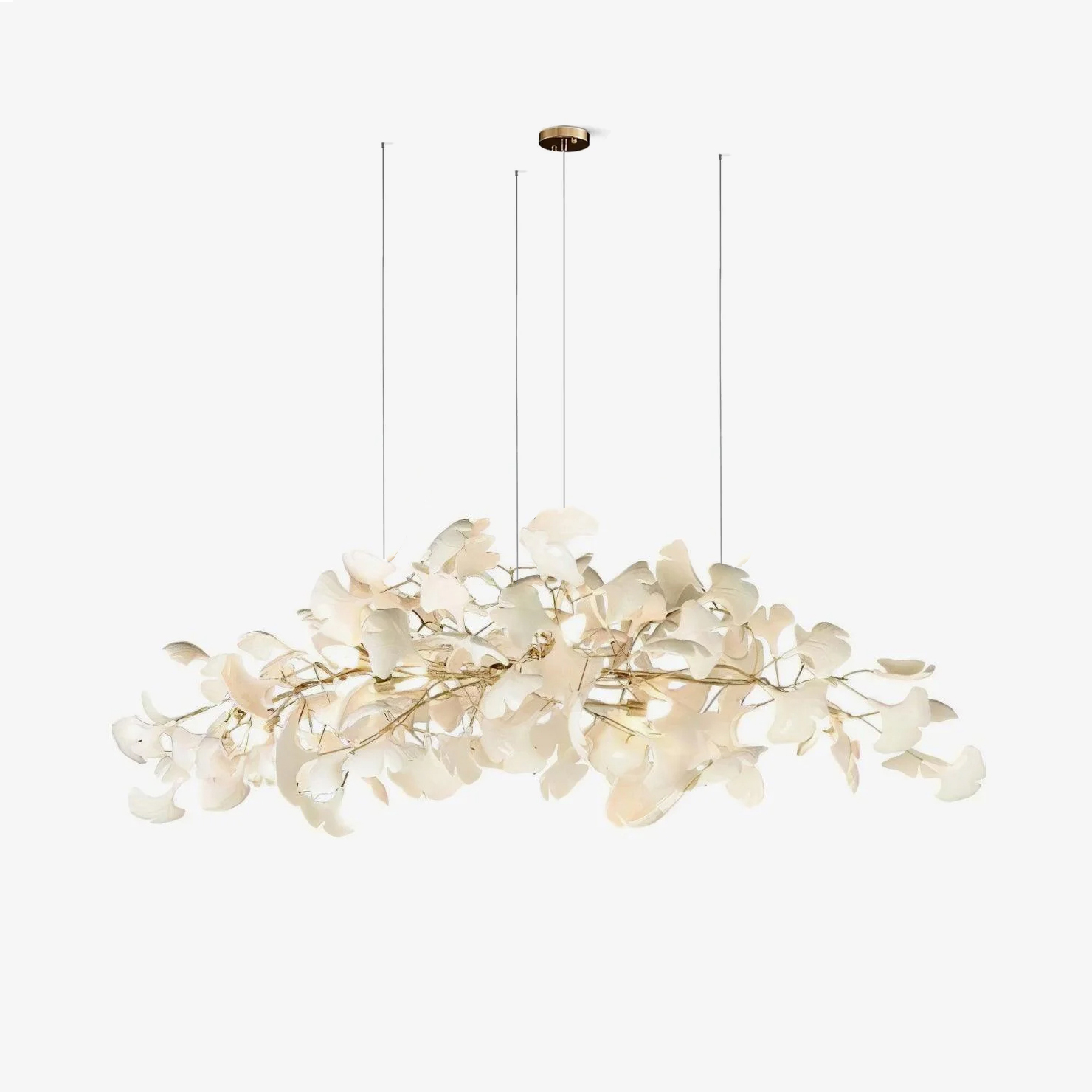 Arux Gingko Chandelier Art Deco Bent Downwards - Lamp Copper