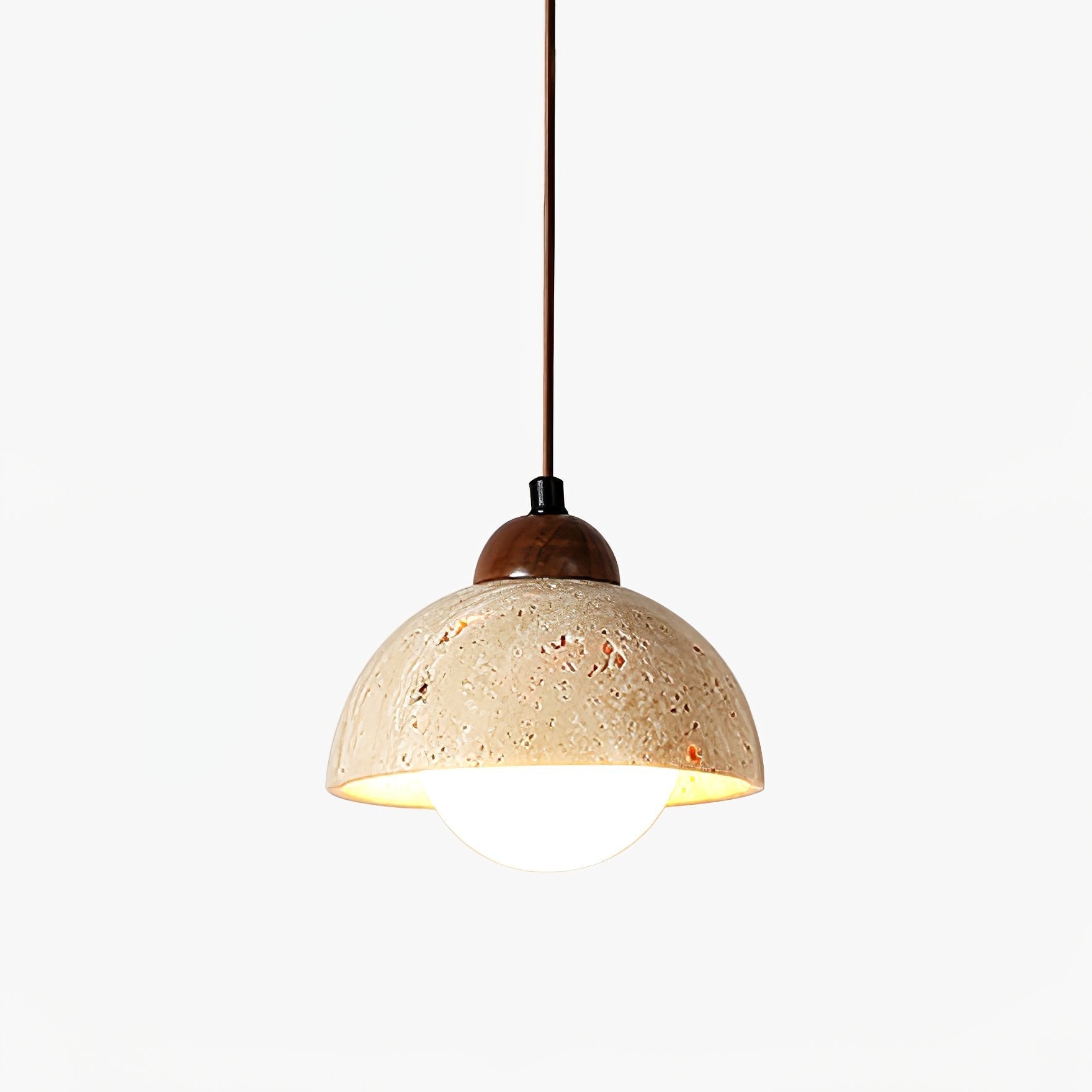 Orzora Dome-Shaped Travertine Pendant Light - Lamp Copper