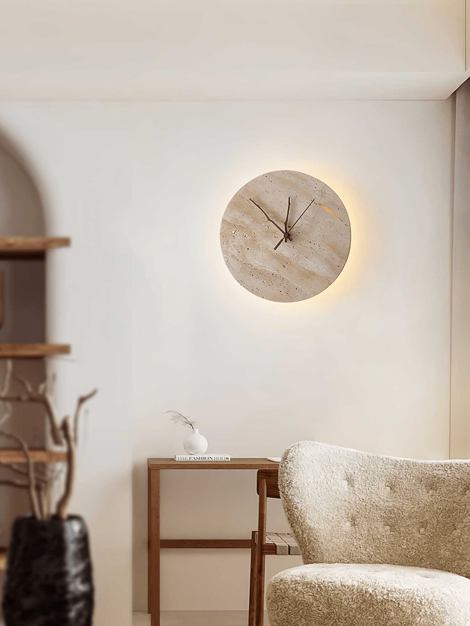 Volira Minimalist Travertine Wall Light - Lamp Copper