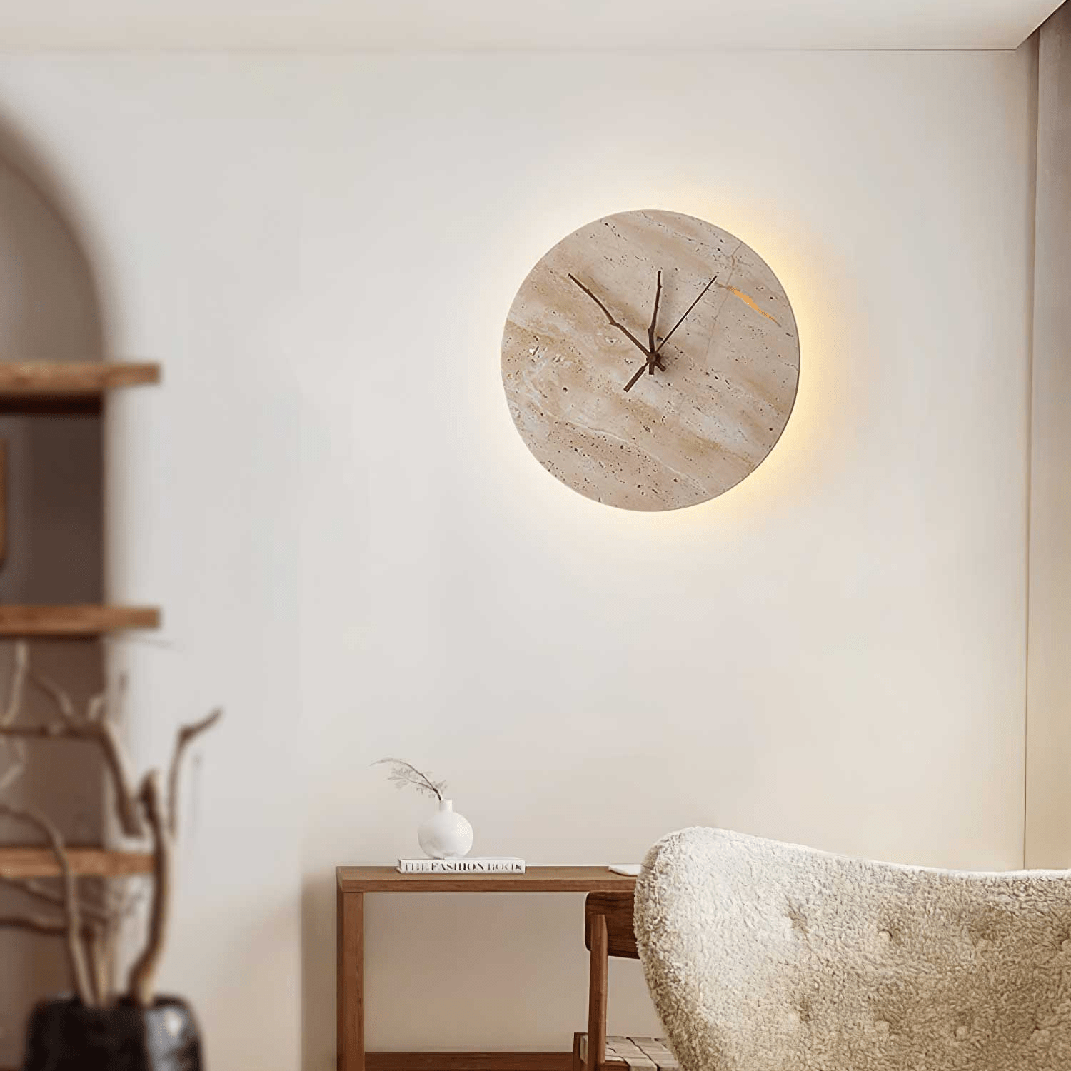 Volira Minimalist Travertine Wall Light - Lamp Copper
