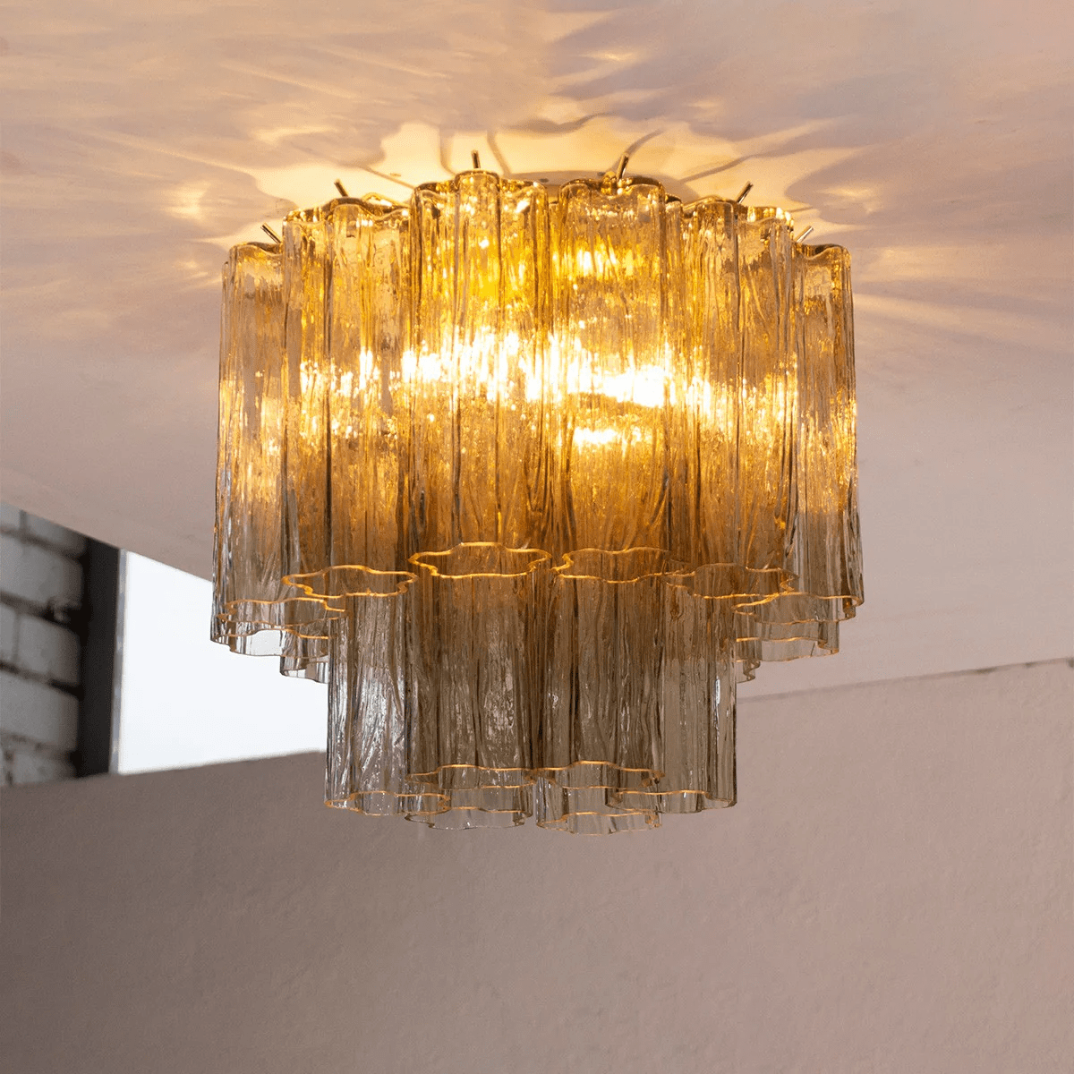 Aurora Ceiling Lamp Pink Waterfall Style - Lamp Copper