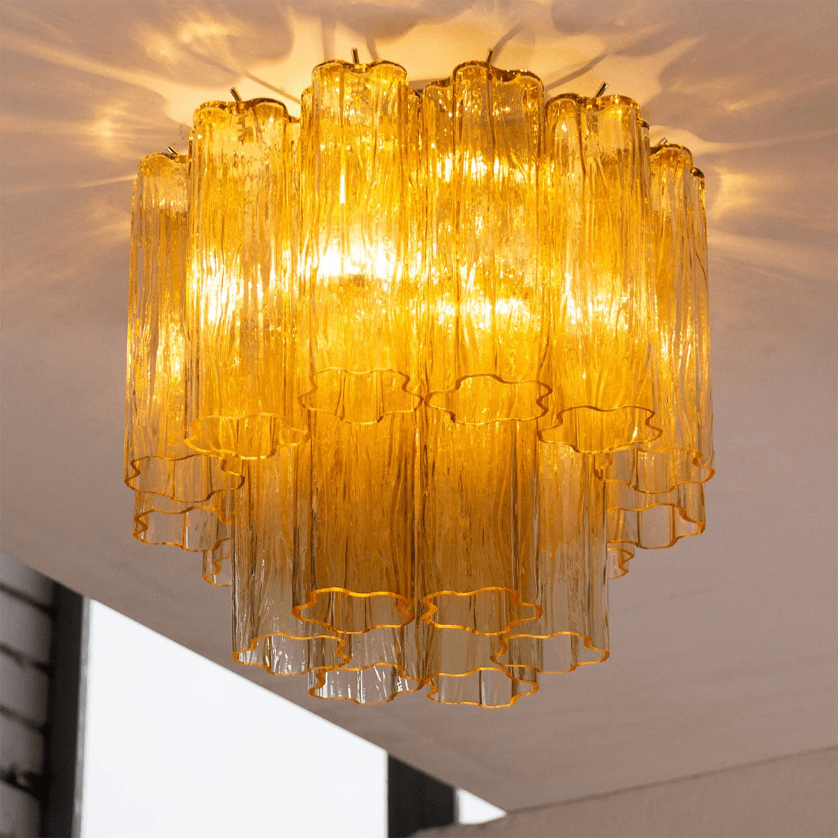 Aurora Ceiling Lamp Pink Waterfall Style - Lamp Copper