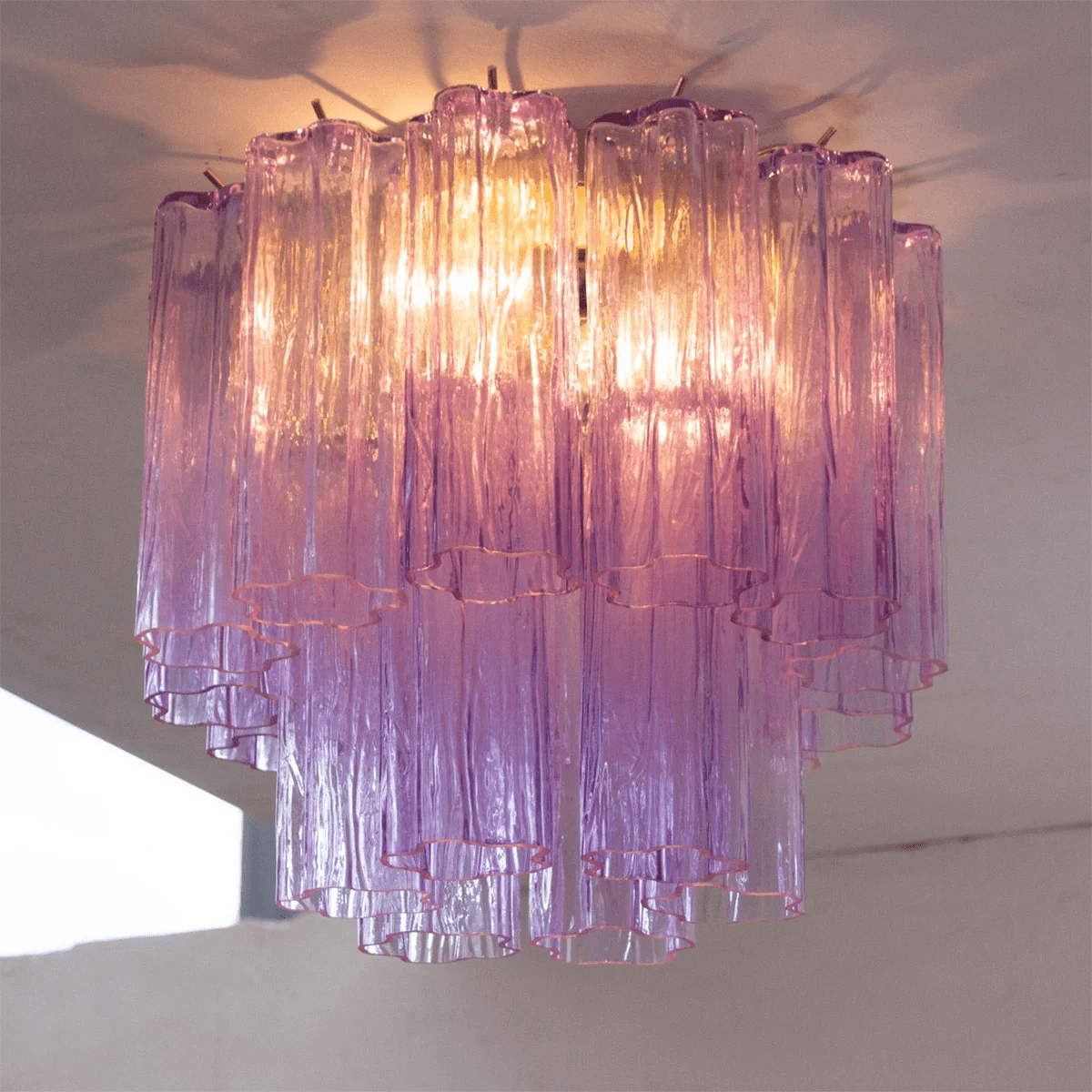 Aurora Ceiling Lamp Pink Waterfall Style - Lamp Copper