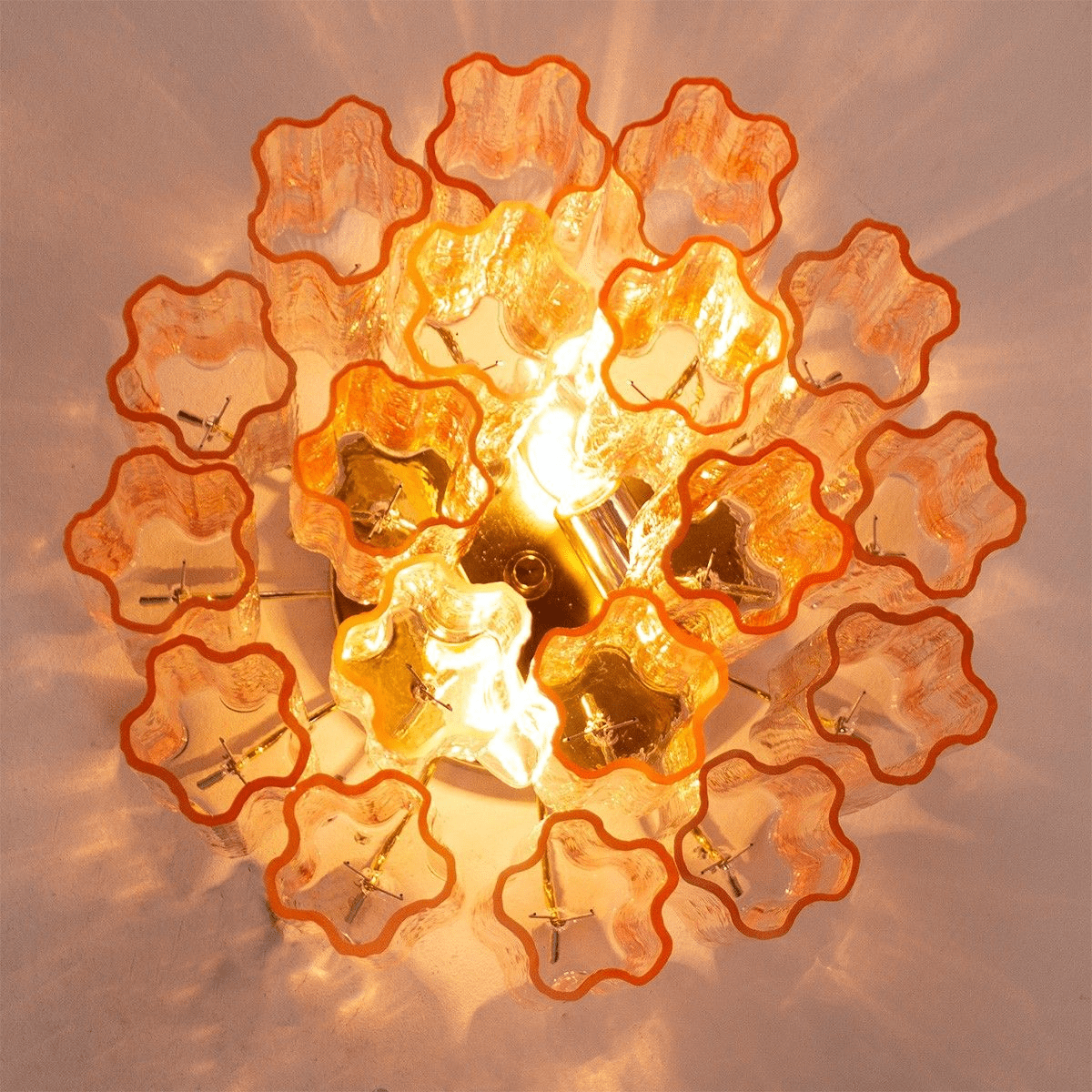 Aurora Ceiling Lamp Pink Waterfall Style - Lamp Copper