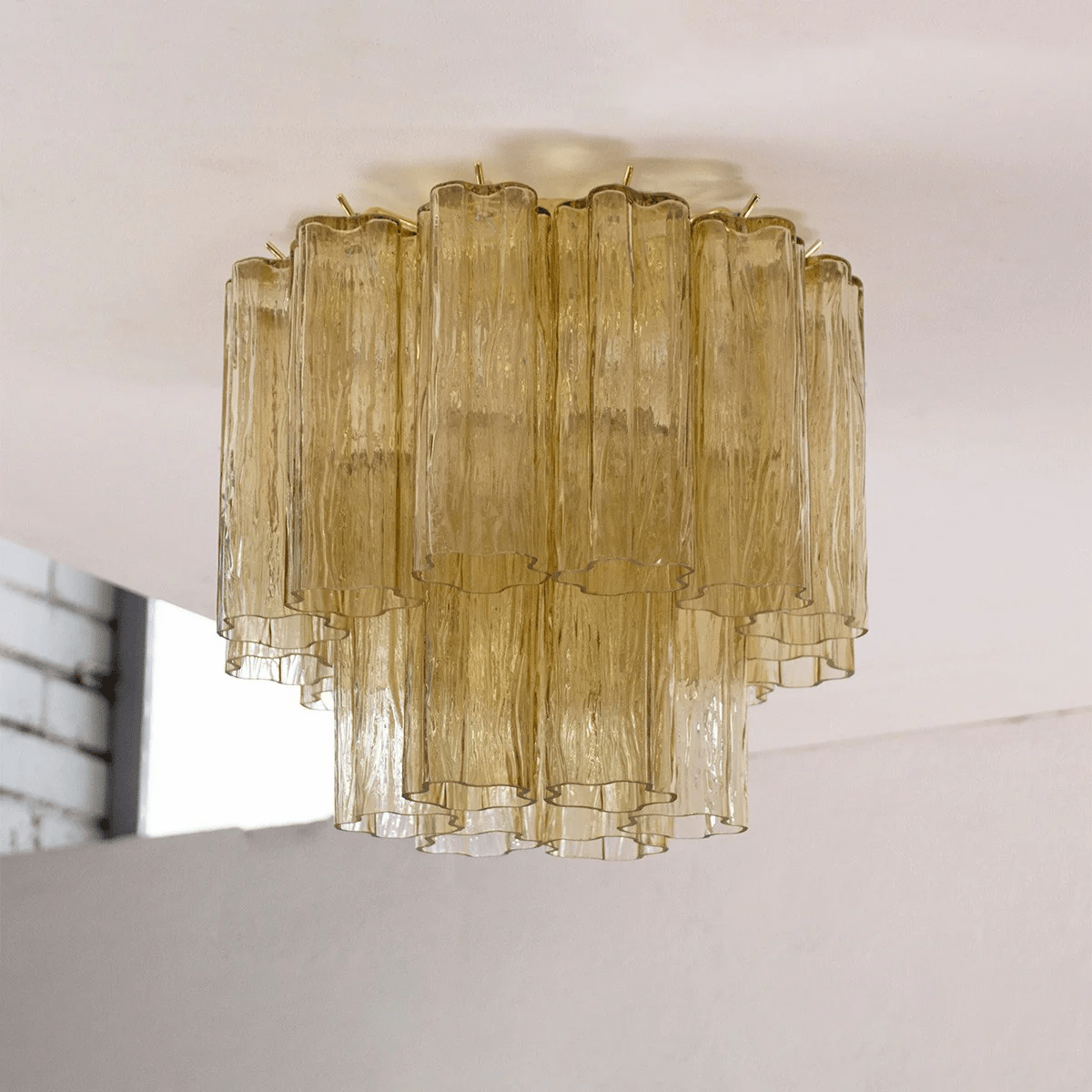 Aurora Ceiling Lamp Pink Waterfall Style - Lamp Copper