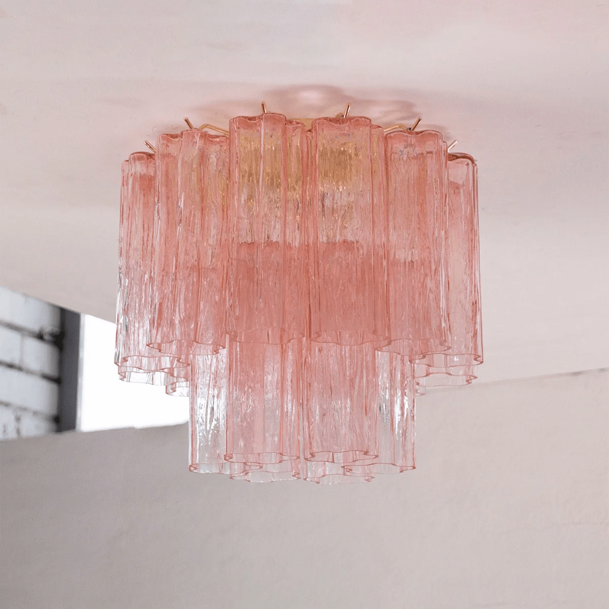Aurora Ceiling Lamp Pink Waterfall Style - Lamp Copper