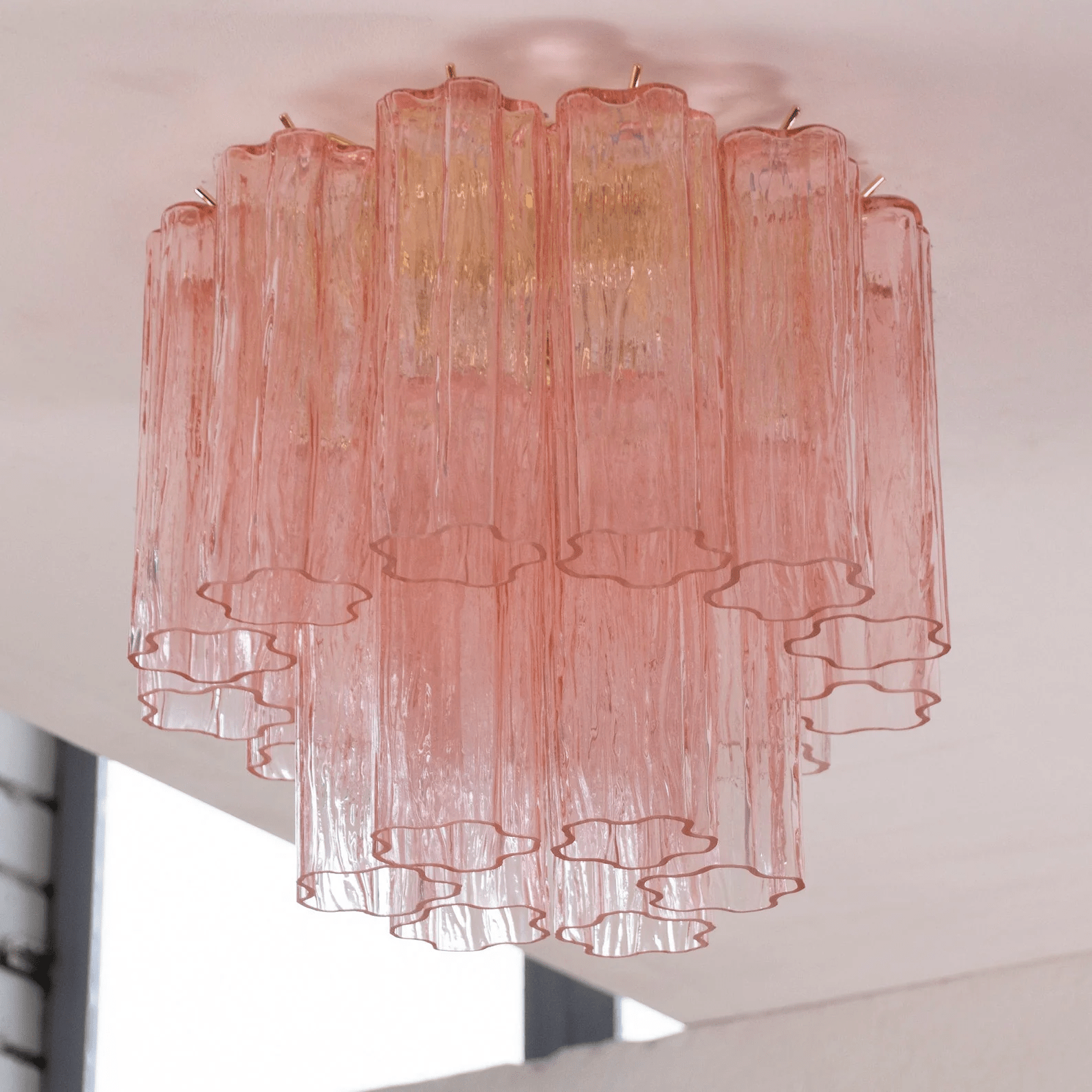 Aurora Ceiling Lamp Pink Waterfall Style - Lamp Copper