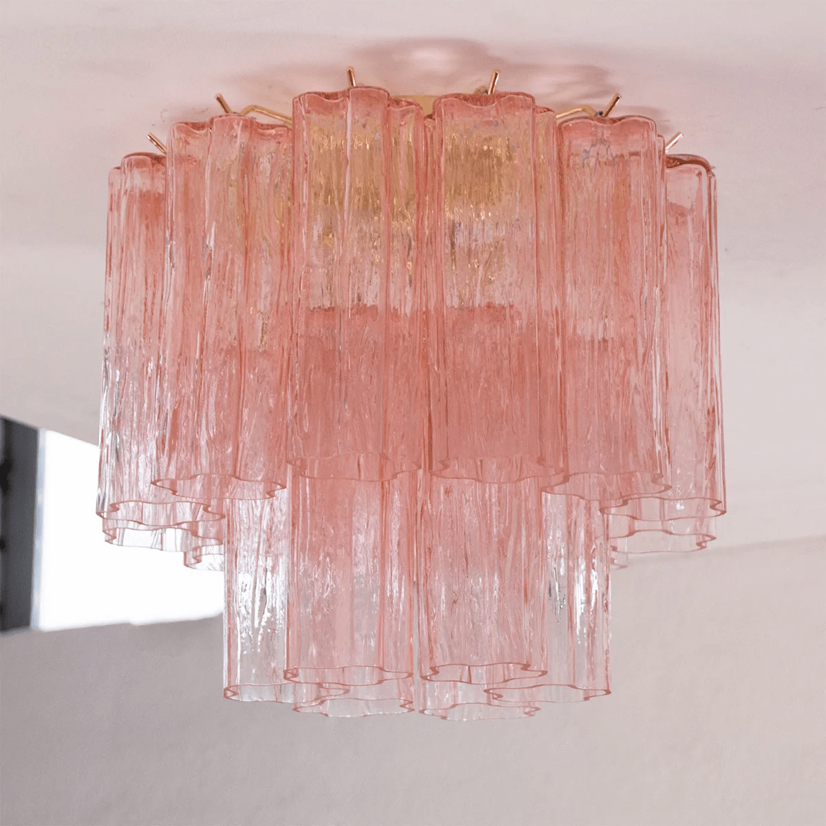 Aurora Ceiling Lamp Pink Waterfall Style - Lamp Copper