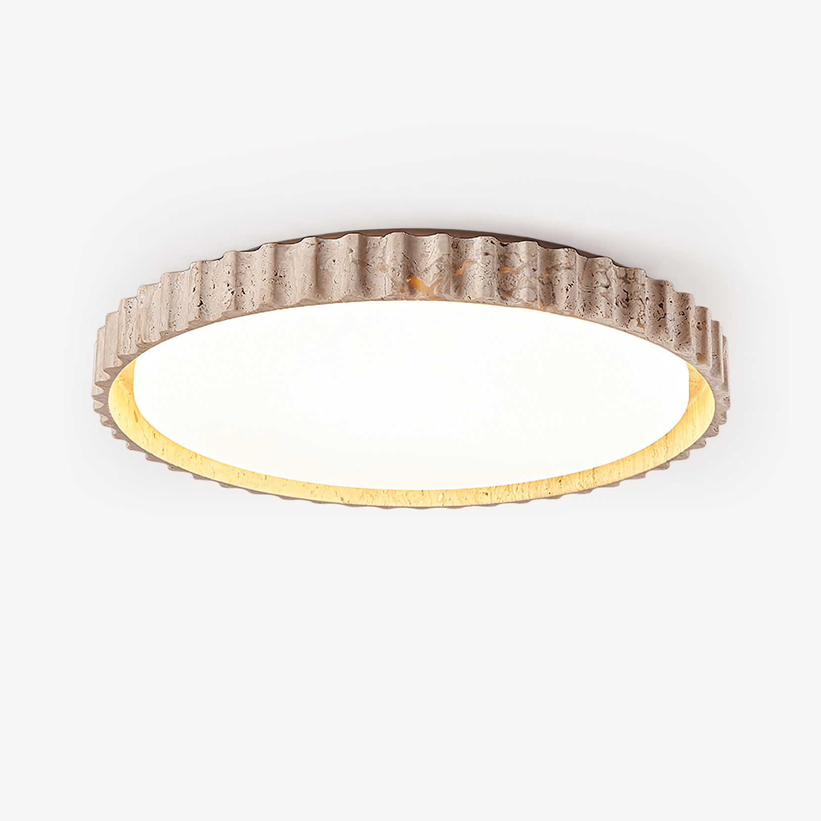 Ornorus Fluted Ring Travertine Ceiling Light - Lamp Copper