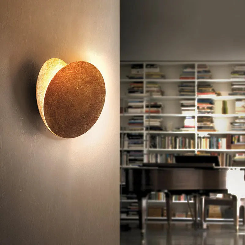 Arisha Modern Minimalist Round Moon Eclipse Wall Lamp - Lamp Copper