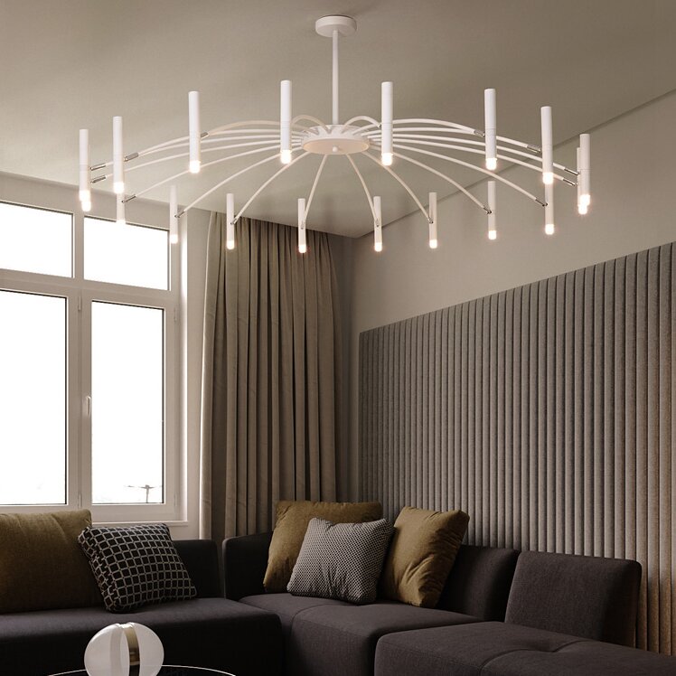Arisha Modern Blown Linear Metal Multi-heads Chandelier - Lamp Copper