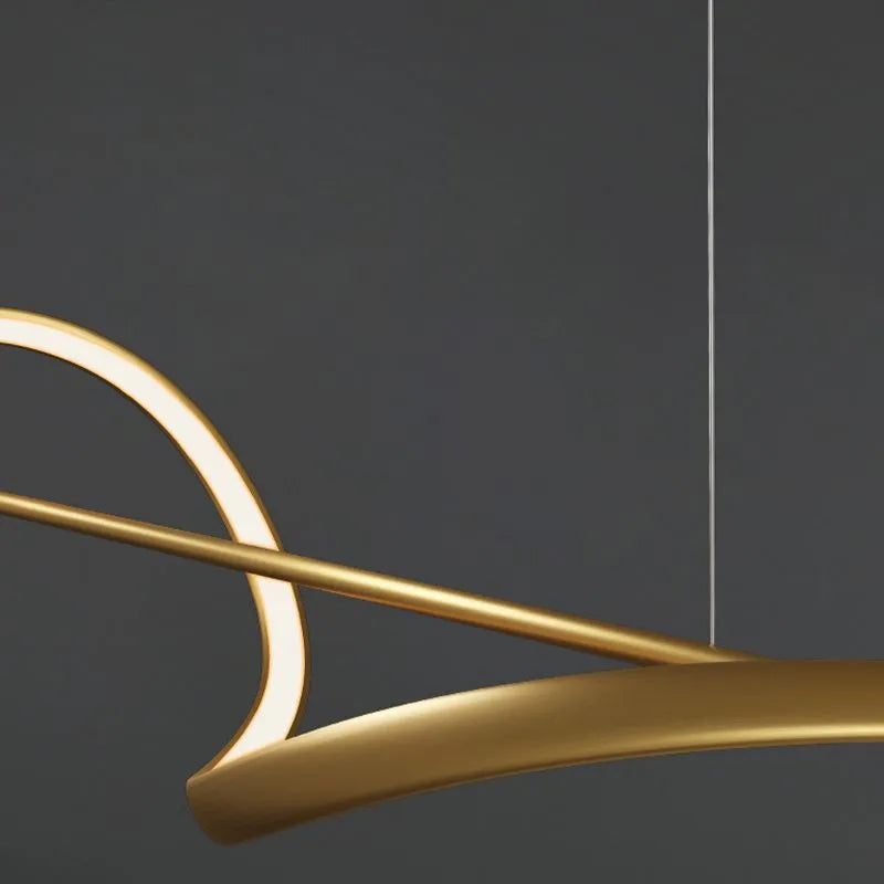 Zelin Pendant Light Wave Minimalist Designer, Metal, Brass/Black - Lamp Copper
