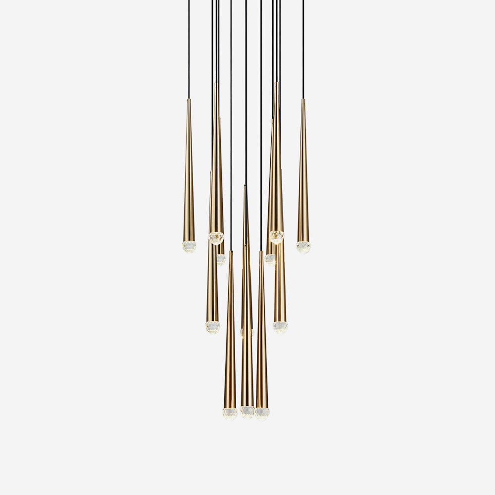 Chandelier Crystal Shade Brass Blackened Silver Luxe Staircase - Lamp Copper