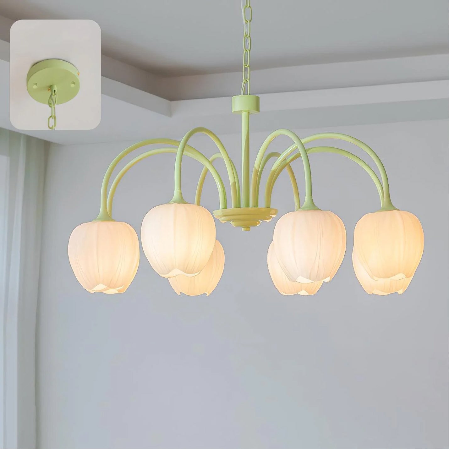 Tulip Fresh Chandeliers Glass - Lamp Copper