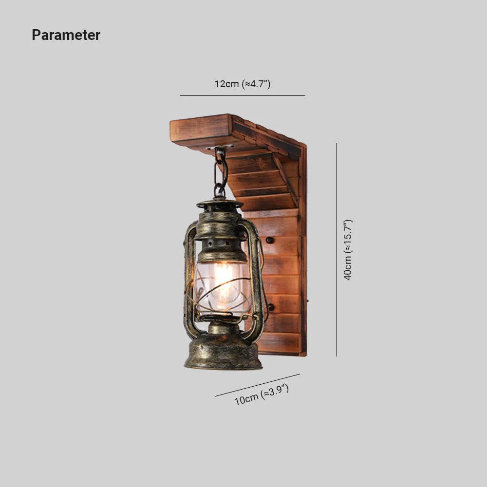 Lyros Lantern Vintage Wooden Rustic Wall Lamp - Lamp Copper
