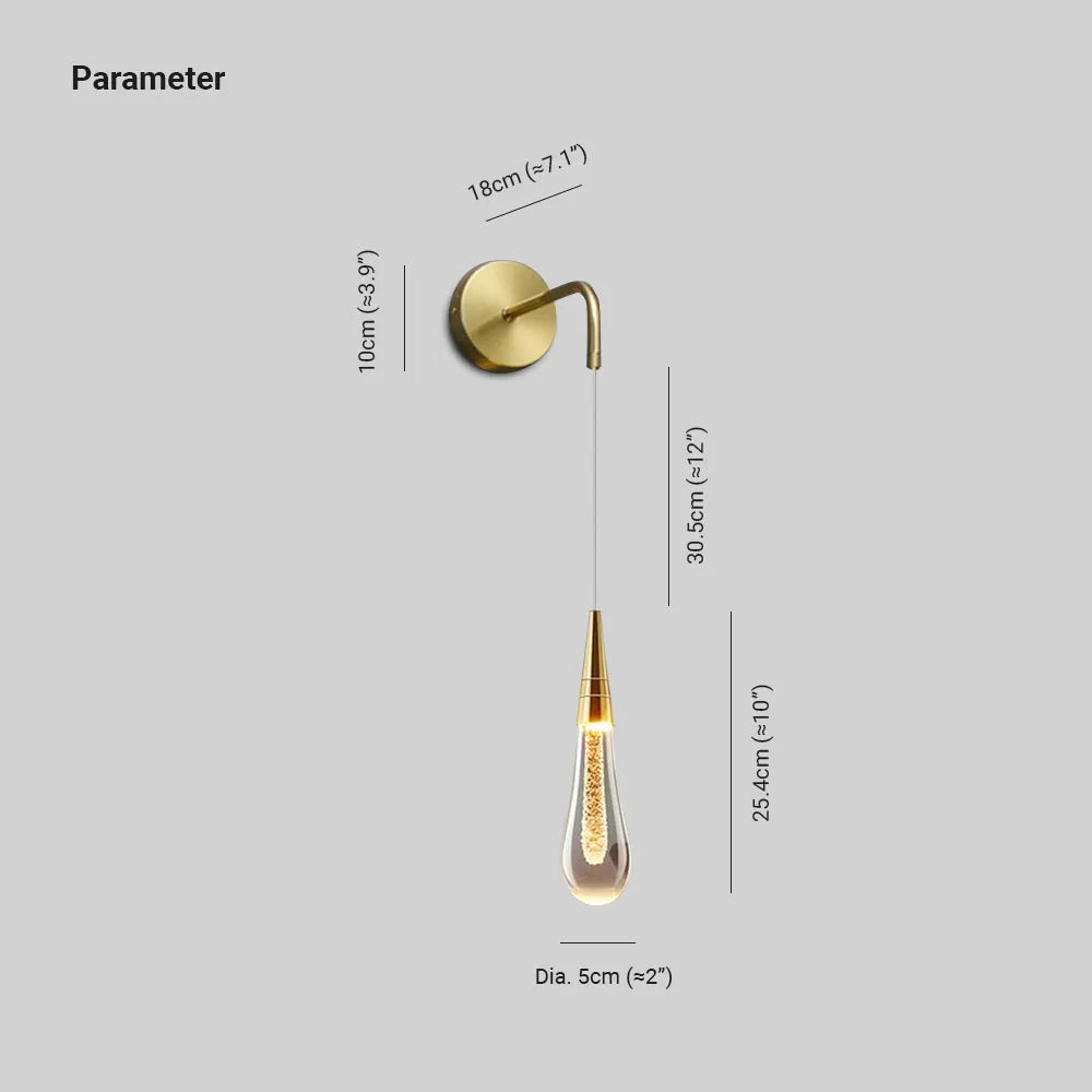Kristy Modern Water Drop Wall Lamp, Black/Gold - Lamp Copper