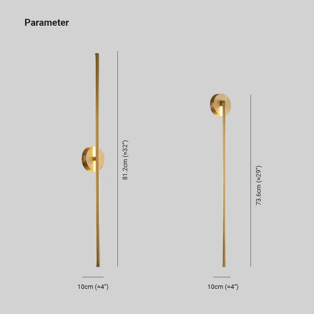 Fauro Modern Linear Metal&Silica Gel Wall Mount Lamps, Gold - Lamp Copper