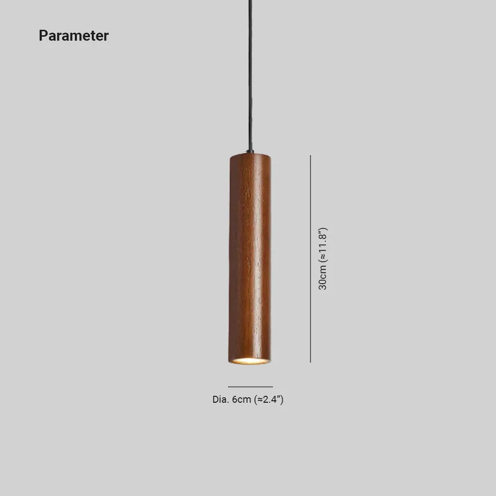 Muto Cylindrical Wood Pendant Light, for Bedroom & Kitchen Island - Lamp Copper