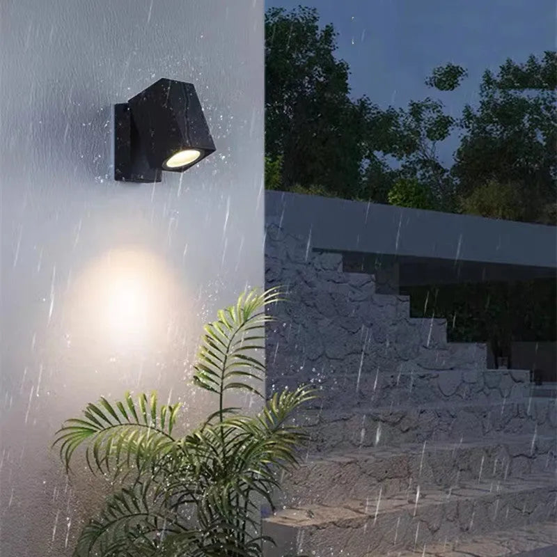Artiq Modern Outdoor Rotatable Metal Spotlight Wall Lamp, Black - Lamp Copper