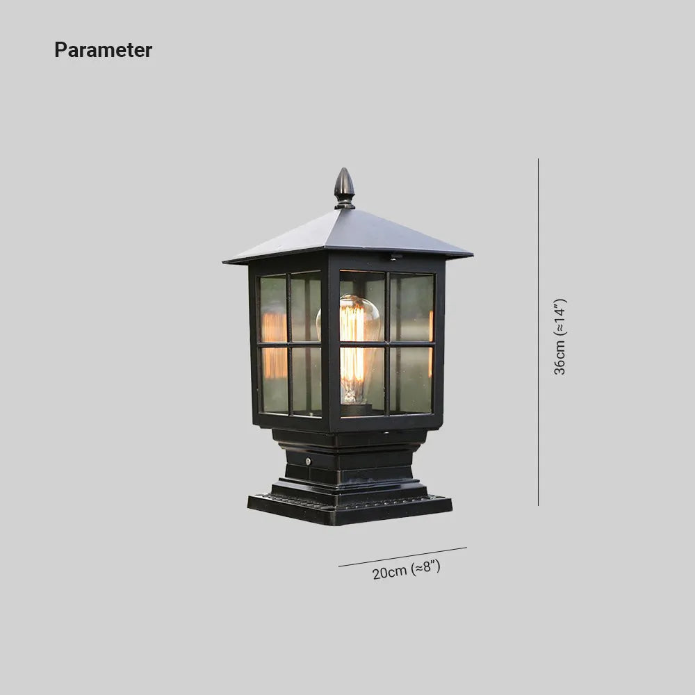Etilo Modern Metal Glass Lantern LED Outdoor Light Post - Lamp Copper