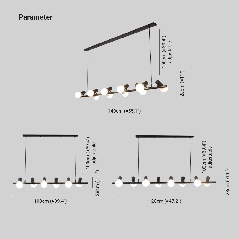 Epoch Vintage LED Chandelier Black Metal Dining/Living Room/Bar - Lamp Copper