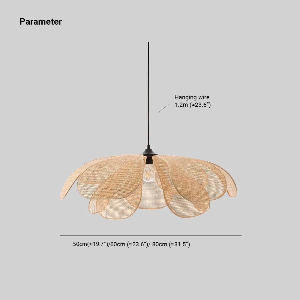 Aiko Handmade Pendant Light, Rattan/Willow Weave - Lamp Copper