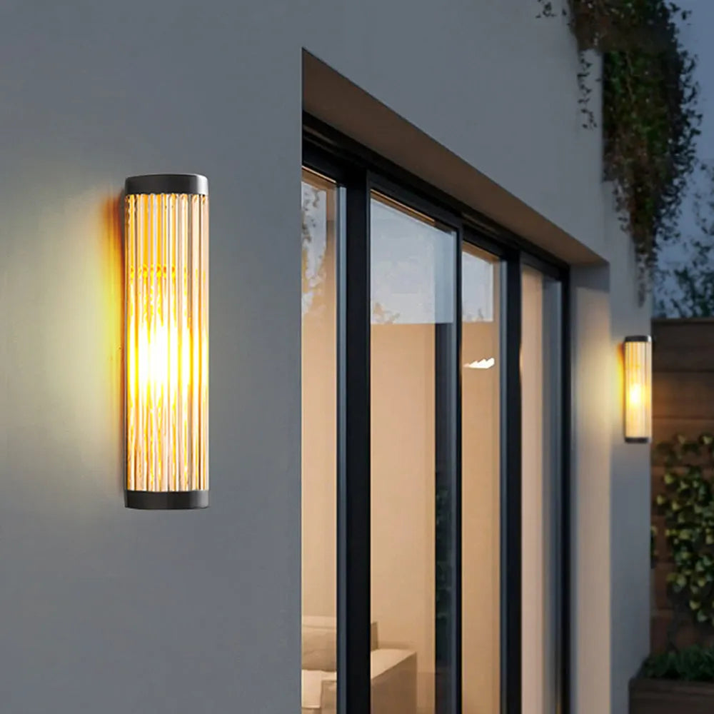 Yoru Modern Semi-Cylindrical Metal/Glass Outdoor Wall Lamp, Black - Lamp Copper