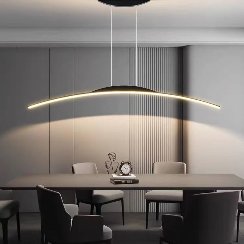 Floa Minimalist Linear Metal Remote Control Pendant Light - Lamp Copper