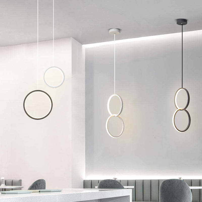 Doria Modern LED Pendant Light Black/White Metal Living Room - Lamp Copper