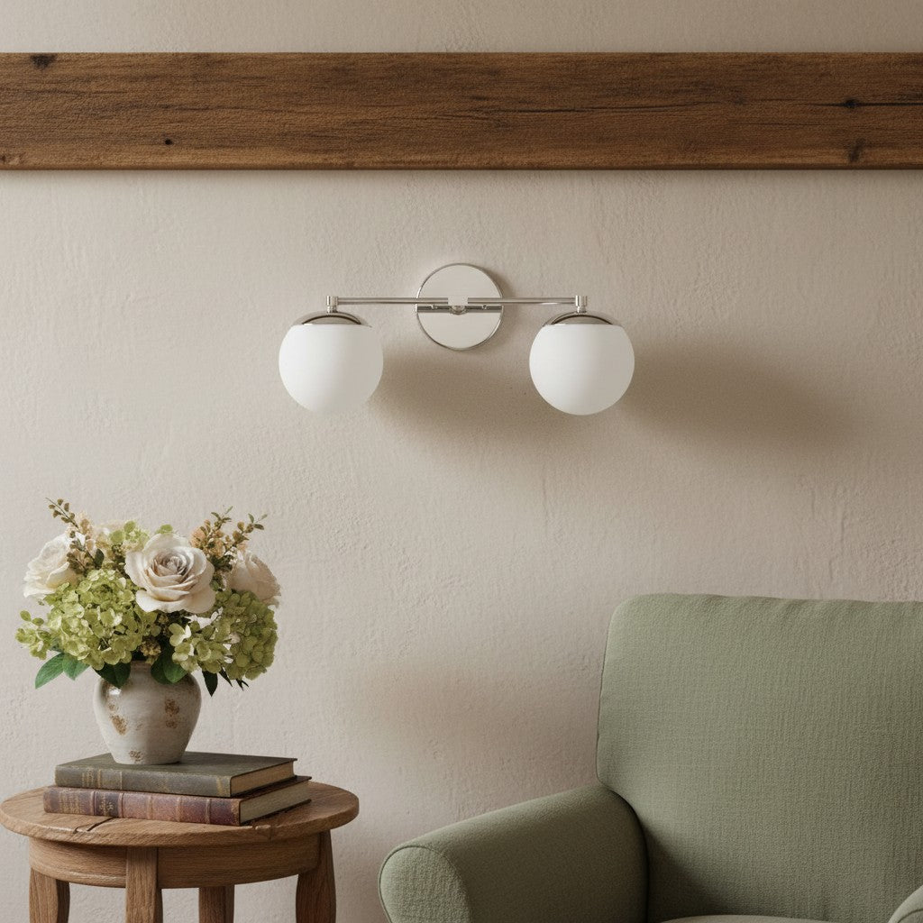 Pearl Milk Glass  Brass Wall Sconce Bathroom