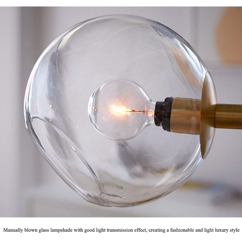 Valentina Modern Glass Globe Bubble Pendant Light Black/Gold - Lamp Copper