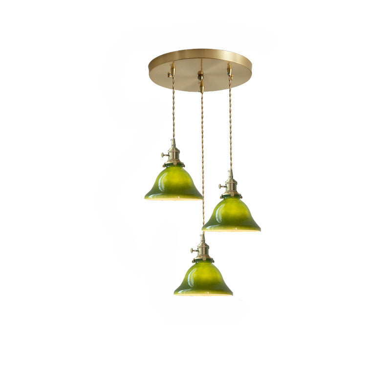 Valentina Rustic Vintage LED Pendant Light Green Copper Glass Dining Room - Lamp Copper