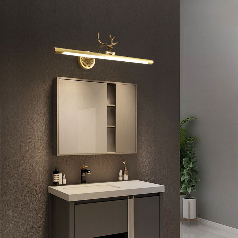 Arisha Modern Staghorn Shaped Vanity Mirror Front Wall Lamp, Black/Brass - Lamp Copper