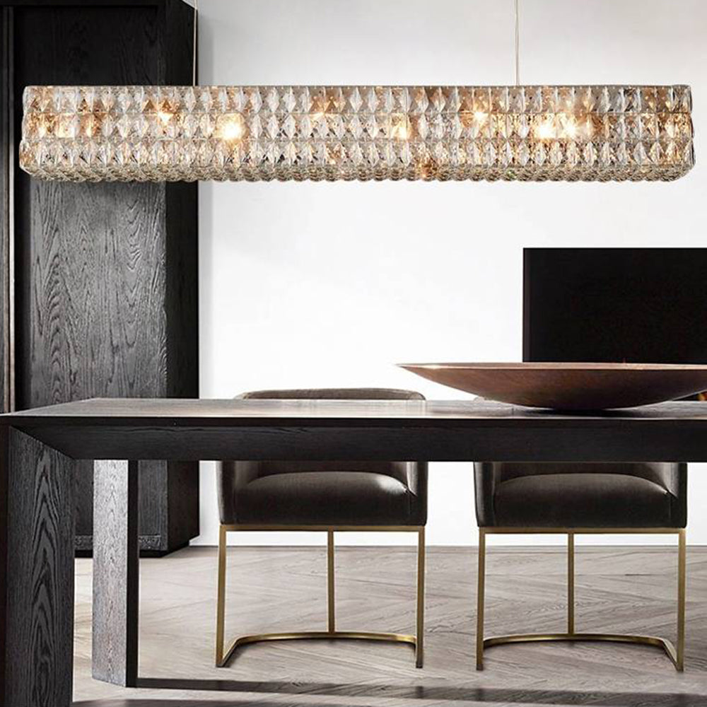 Kristy Rectangular Luxury Crystal Chandelier, 2 Colour - Lamp Copper