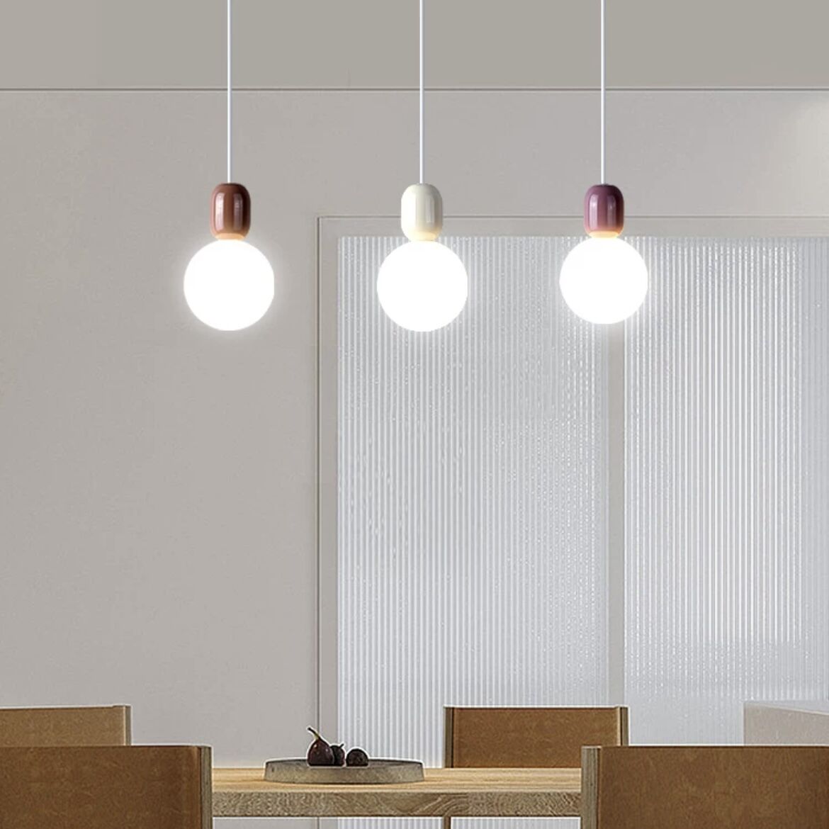 Valentina Modern Minimalist Glass/Metal Pendant Light Dining Room - Lamp Copper