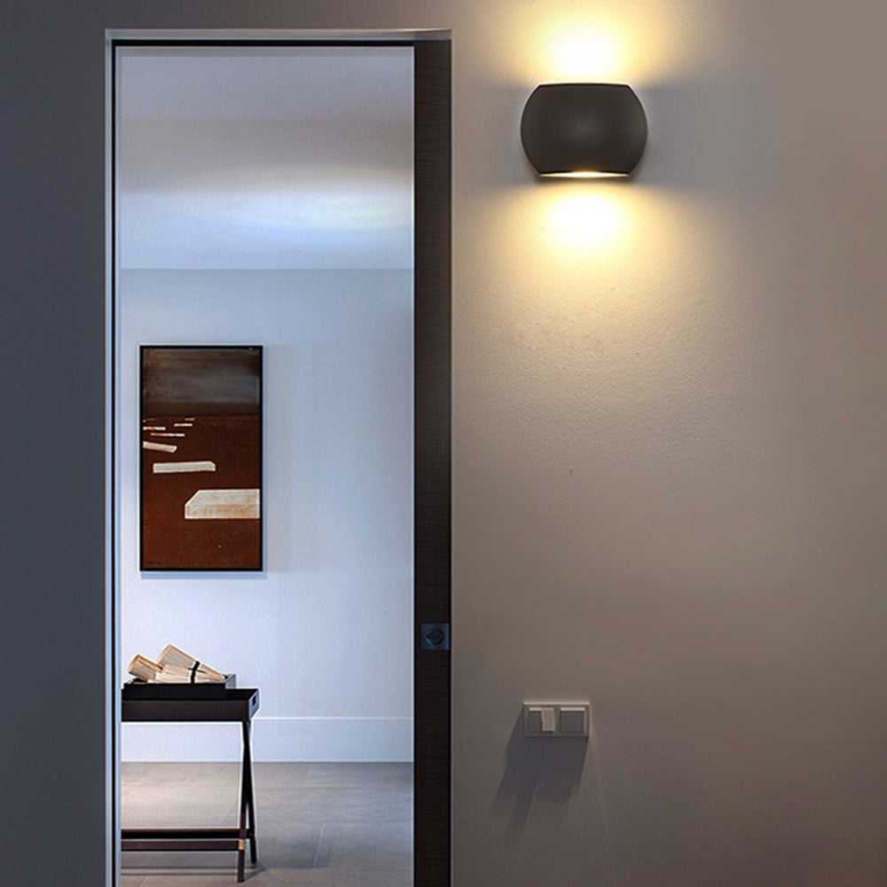Ray Minimalist Geometric Metal Outdoor Wall Lamp, Black/Grey - Lamp Copper