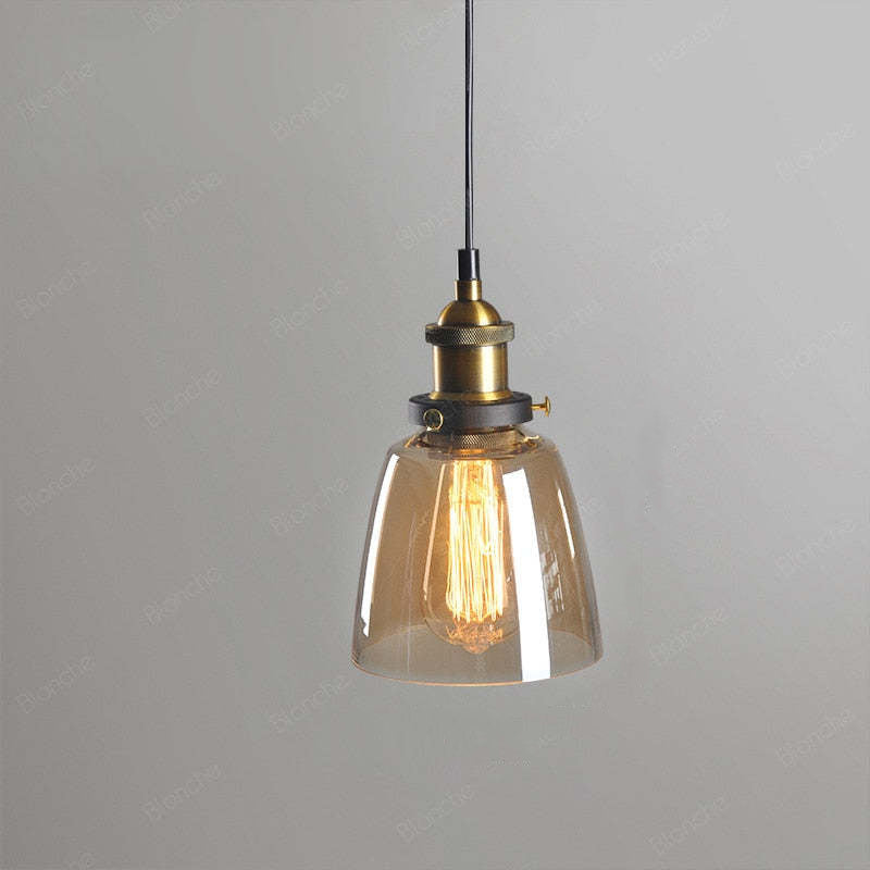 June Industrial Glass Pendant Light Clear/Amber/Smoke Grey - Lamp Copper