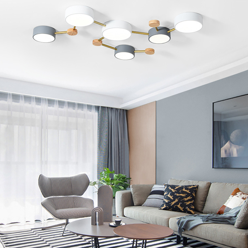 Arisha Modern LED Ceiling Light Acrylic Log Living Room Bedroom White Grey - Lamp Copper